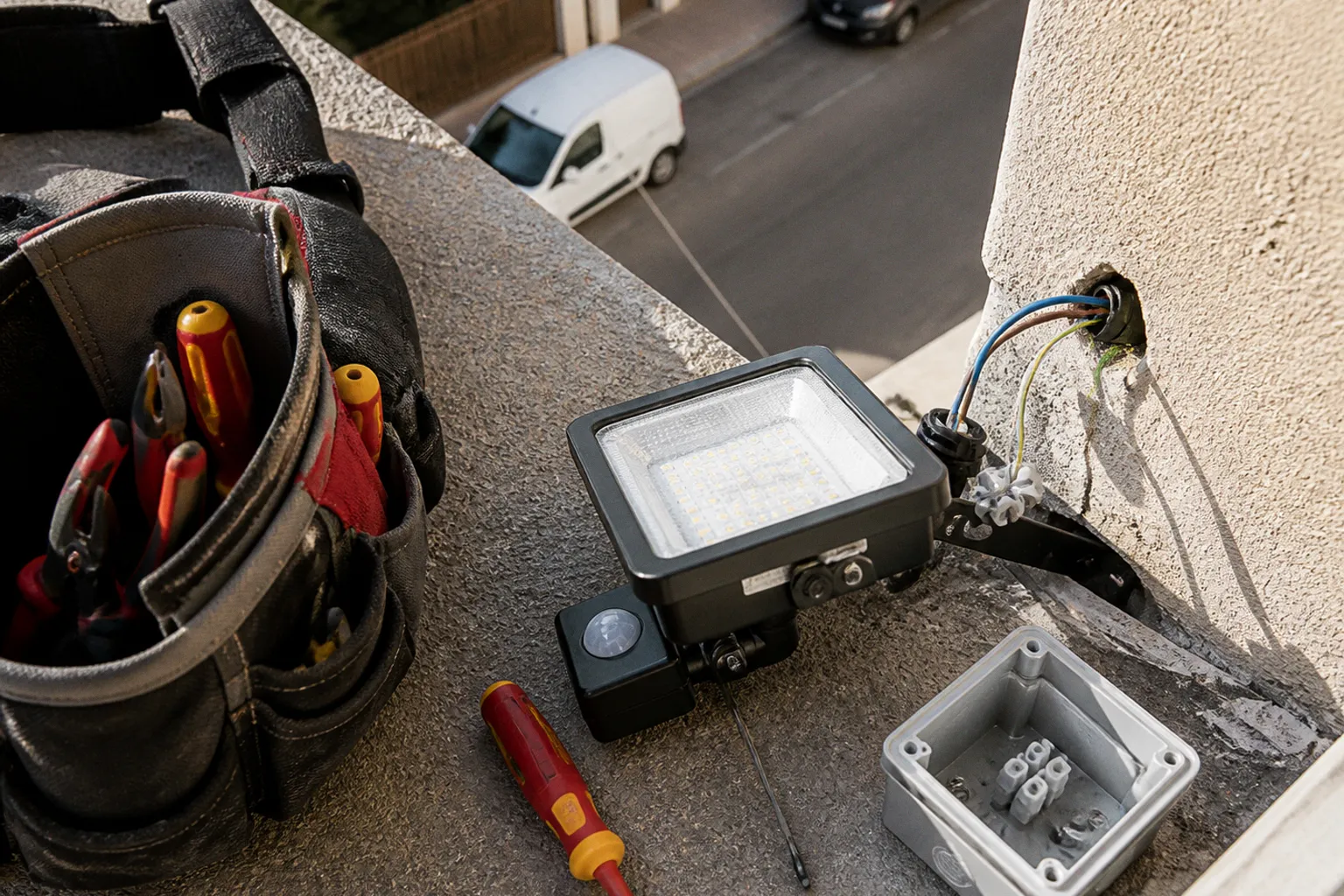 Focos LED con sensor exterior: fases de su montaje